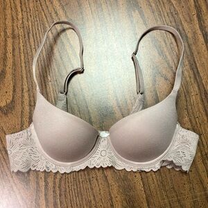 Aerie 34A sunnie lace demi underwire pish-up bra in taupe